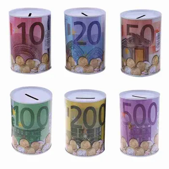 Alavuotoji skarda Cilindrų Piggy Bank Euro Dolerio Paveikslėlio Lauke Namų Pinigų Taupymo Apdailos Lauke Kūrybos Piggy Bank Cilindro A8N2