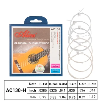 Alice AC130-H 6pcs/set Nailono Klasikinės Gitaros Stygos (.0285-.044) Sunku Įtampa / (.028-.043) Normalus Įtampą Galimybė 1 set