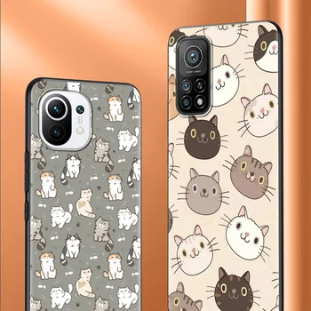 Animacinių filmų Funny Cat Black Soft Xiaomi Mi Poco X3 NFC 10T Pro 9T 10 Pastaba Lite 11 F1 CC9 F3 9 CC9e A2 Apvalkalas atsparus smūgiams Telefono Dangtelį