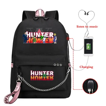 Anime Hunter X Hunter Kuprinė HunterXHunter Kuprinės Paauglių Vyrai Moterys Maišelį USB Didelės Vidurinės Mokyklos Universiteto Kokybės Bookbags