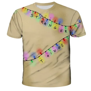 Anime Simbolių Vaikų Marškinėliai 3D Print T-shirt Svetimas Dalykų 3 Kūdikis T-shirt Įdomus Vaikų Viršaus Karšto TV Serialas Camiseta 4-14Y