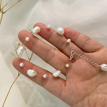ASHIQI Originali natūralūs gėlo vandens baroko perlas apyrankės su 925 sterlingas sidabro mygtuką papuošalai moterims