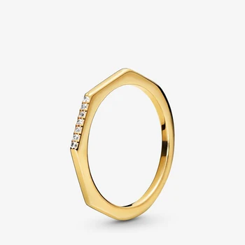 Autentiškas 925 sterlingas sidabro Moterų žiedas aukso geometrinis žiedas įvairiapusės žiedas Moterų dalyvavimas jubiliejų dovana, papuošalai