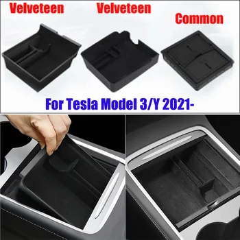 Automobilių Centriniu Porankiu Laikymo Dėžutė Tesla Model 3 Y 2021 Priedai Konsolė, Flocking Organizatorius Konteinerių Automobilių Interjeras