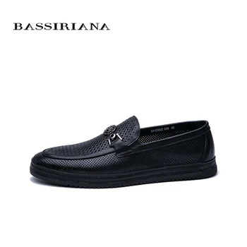 Bassiriana 2020 metų Vasaros odos vyriški odiniai batai tuščiaviduriai kvėpuojantis gumos padas atsitiktinis, patogus vyriški batai