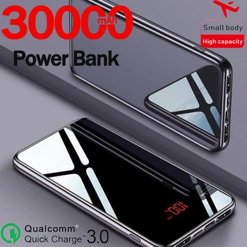 Belaidžio 30000Mah Powerbank Ultra-plonas Greitas Įkroviklis HD Skaitmeninis Displėjus, Lauko Avarinė Greito Įkrovimo už Xiaomi 