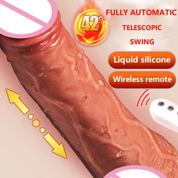 Belaidžio Dildo Silikono Realistiškas Penis Vibratorius, Sekso Žaislai Moterims, Masturbuojantis Teleskopinis Didžiulį Gaidys Šildymo Vibracija, Dildos