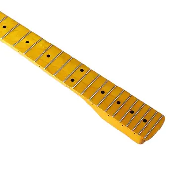 Blizgančios geltonas 6 styginiai elektrinė gitara neck 22 skirsniai visą Kanados klevo didelis galvos ST gitaros kaklo