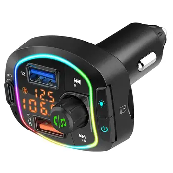 Bluetooth 5.0 Automobilinis Belaidė laisvų Rankų įranga, FM Siųstuvas, Dvigubas Ekranas Ekranas Automobilio MP3 Grotuvas su PD18W QC3.0 Greitas Įkroviklis