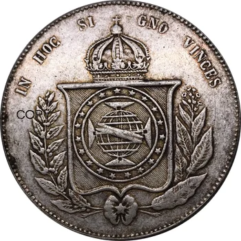 Brazilija 1865 Moneta 2000 Reis Pedro II Metalo Cupronickel Sidabrą, Sidabro Suvenyrų Kolekcionuojamų Replika Kopijuoti Monetas
