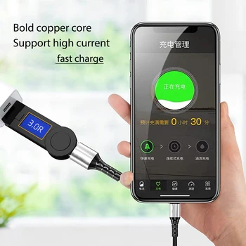 C tipo Kroviklio Kabelį Austi Greito Įkrovimo Laidas 3A Micro USB 1M iOS Telefono Maitinimo Duomenų Įkrovimo Kabelis 