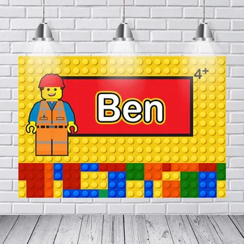 Custom Lego Blokai Emmet Spalvinga Gimtadienio Fotografijos Fonas Kompiuteris Spausdinti Šalis Foto Fonas