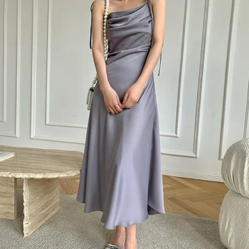 Dabourfeel Satino Nėrinių Ilga Suknelė Spageti Dirželis Linija Šalies Klubas, Baras Seksuali Suknelė 2021 Mados Elegantiškas Vestidos