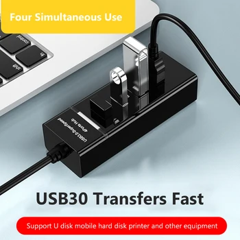 Didelės Spartos 5Gbps 4 in 1 USB HUB 3.0, Powered Multi Splitter Extender Adapteris Laptop Dock Station Kompiuterių Priedai