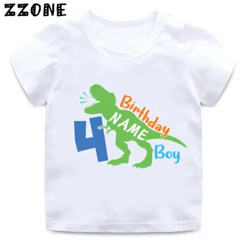 Dinozaurų Skaičius Juokingas Animacinių filmų Berniukų marškinėliai Pritaikyti Pavadinimas Gimtadienis Vaikams T shirt Baby Vaikų Dino Šalių Viršūnių Drabužius,HKP2484