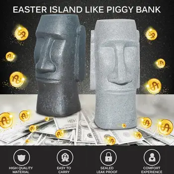 Dirbtinės Dervos Velykų Salos Statulos, Apdailos Monetos Bankų Pinigų Dėžutės Dovana Žaislai Vaikams Piggy Bank Pinigų Taupymo Dėžutė