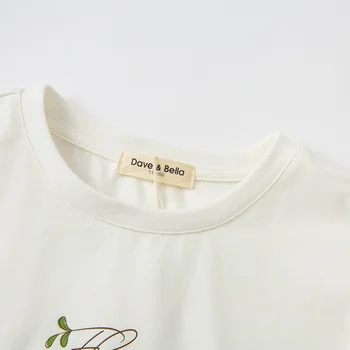 DKS17589 dave bella vasaros 5Y-13Y vaikų mergaičių mados kietas T-shirt vaikų mergaičių aukštos kokybės mados tees