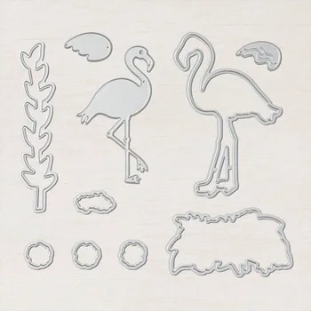 Draugiškas Flamingo Antspaudas Nustatyti ir Koordinuoti Miršta Gėlės, Augalai ir Metalo pjovimo štampai, Skirti 