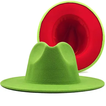 Dvi tonas fedora skrybėlę Panamos skrybėlė Moteris, Bažnyčios skrybėlę unisex veltiniai vantage skrybėlę violetinė geltona apačioje fedoras wholesle skrybėlę