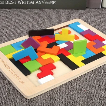 Dėlionė 3D coloré Tangram lt bois, jouets mathématiques, jeu Tetris supilkite enfants d ' âge préscolaire, jouet éducatif intellectuel p