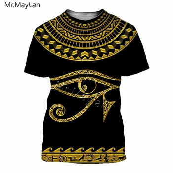 Egipto Dievo Ra Akis 3D Spausdinimo marškinėliai Vyrams/moterims Derliaus Tee Marškinėlius Berniukai Retro Juoda T-shirt Viršūnes cool drabužių, Negabaritinių tshirts