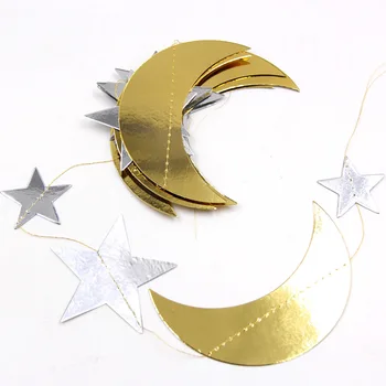 Eid Mubarakas Dekoras Reklama Namuose Aukso Blizgučiai Mėnulis, Žvaigždės, Garliava Islamo Musulmonų Festivalio Įvykis Šalies Ramadanas Kareem Ornamentu