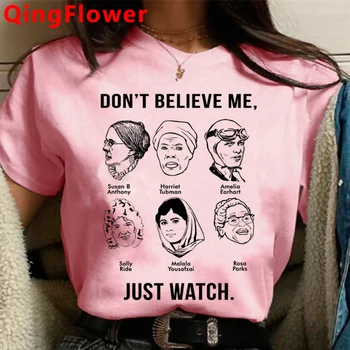 Feminizmo Mergina Galia Grl Pwr Feminizmas t-shirt marškinėliai moteriška derliaus 2021 japonų pora drabužiai, marškinėliai harajuku kawaii kawaii