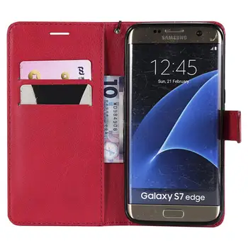 Flip Case for Samsung Galaxy S7 Krašto SM-G935F S7Edge Atveju Telefono Odos Padengti Samsung S 7 Krašto 7Edge G935 vientisos spalvos flip