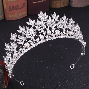 FORSEVEN Derliaus Baroko Mėlyna/rožinė Aukso Spalva Crystal Imituojamas Perlai Turas Tiara Vainikėliai Diadem Royal Princess Karalienė diadema