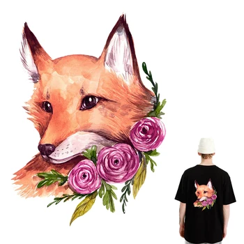 Fox gėlių Geležies Perdavimo drabužių Lopai Drabužių, Lipdukų Perdavimo Vinyl Emblemos geležies Lipdukai ant audinio Juostelės ženklelis