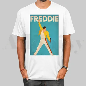 Freddie Mercury Karalienė Juostos Grafinis Roko T Marškinėliai Mados Vyrų ir Moterų marškinėliai trumpomis Rankovėmis Unisex Marškinėlius Streetwear