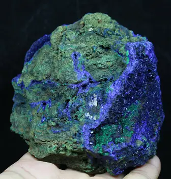 Gamtos Retas Blizgantis Azurite Malachito Geode Mineralinių Pavyzdys