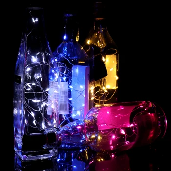 Girlianda Pasakų Žibintai Šalis Dekoro Lempos, LED Juostelės Žibintai, Baterija Baras Lempos String 1m/2m Vyno Butelio Kamštis Šviesos