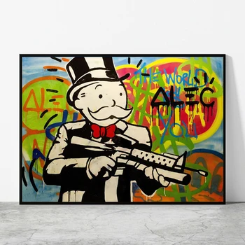 Grafiti Meno Alec Monopolis Tapybos Drobės Gatvės Menas, Plakatų ir grafikos Sienos Menas Nuotraukas Kambarį Cuadros Namų Dekoro