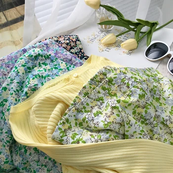 Gėlių Violetinė Spausdinti Pynimas Plisuotos Ilgi Sijonai, 2021 M. Vasarą Moterys Korėjos Stiliaus Streetwear Elastinga Raišteliu Juosmens Midi Sijonas
