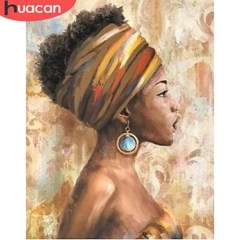 HUACAN Dažymas Pagal Skaičių Afrikos Moteris Rinkiniai Namų Puošybai Nuotraukas Tapybos Skaičius Skaičius HandPainted Meno Dovana