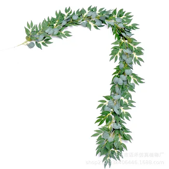 Imituojamas Lapai Augalų Eukalipto apvalių Lapų Rotango Willow Vynuogių Eukalipto Lapai Ivy Dekoratyvinių Gėlių Namų Papuošalas