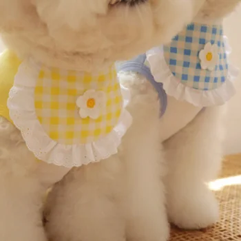 Ins Korėja Mielas Šuniukas Šuo Pledas Gėlių kombinezonai su Antkrūtiniais Augintinių, Seilių Rankšluostį Bichon Teddy 