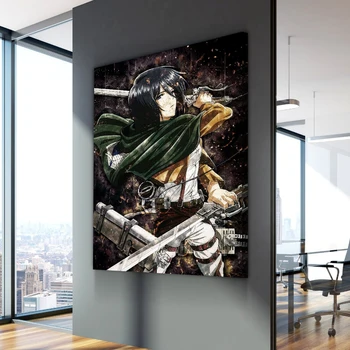 Išpuolis Titan Mikasa Plakatas Drobė Sienos Meno Apdailos nuotraukas gyvena Vaikas, Vaikų kambario, Namo miegamojo puošimas Tapyba Nuotraukos