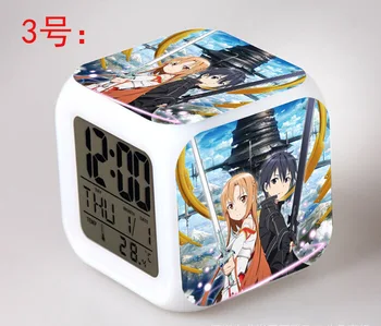 Japonų Anime, 7 Spalvų LED Blykstė Skaitmeninis žadintuvai Sword Art Online Vaikams Nakties Šviesos Miegamasis Laikrodis reloj despertador