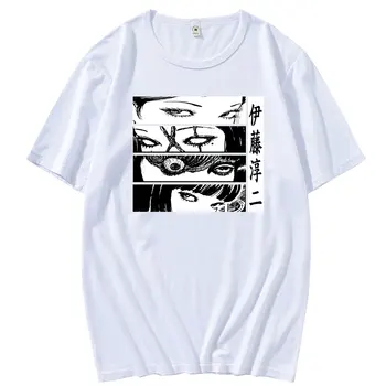 Japonų Komiksų Junji Ito Akis Modelis Marškinėlius Vyrams, Moterims, Pavasarį, Vasarą Grynos Medvilnės Black T-shirt Vyrai Super Hip-Hop Marškinėliai