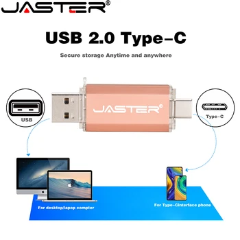 JASTER Didelės Spartos 2.0 Flash Drive, Memory Stick, USB Tipo C + USB Micro Stick 4GB 8GB 16GB 32GB 64GB LOGOTIPĄ Realias galimybes