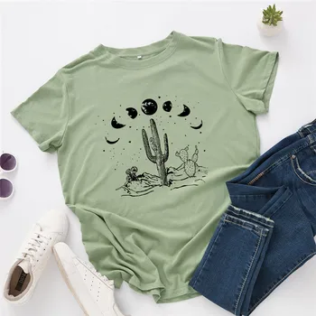 Jaunatis Kaktusas Print T-Shirt Plius Dydis S-5XL CottonT Marškinėliai Moterims Marškinėliai Marškinėlius, O Kaklas Trumpas Rankovės Tees Vasaros Rožinės spalvos Viršūnes