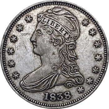 Jungtinės amerikos valstijos 1838 ½ Doleris Apribota Krūtinė Pusę Dolerio Cupronickel Padengti Sidabro Monetos Kopija