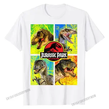 Juros Periodo Parkas Keturių Skirtingų Dinozaurų Veidus Grafinis T-Shirt Viršūnes & Tees Funky Geek Medvilnės Vyrų Tshirts Atsitiktinis