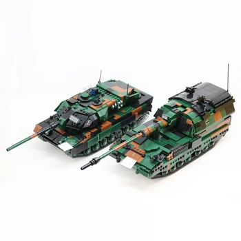 Karinių Ginklų Armijos vokiečių Leopard 2A6 Pagrindinis Tankas PZH2000 Patrankos Šarvuotų Automobilių Blokai WW2 Plytų Žaislai