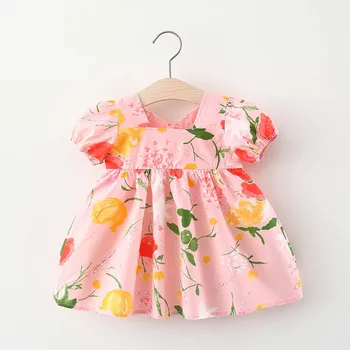 Karšto 2021 Naujas Vasaros Kūdikių Mergaitės Bamblys Vaikas Baby Girl Solid Color Print Suknelė Be Rankovių Kūdikiams, Vaikams Mergina Drabužių
