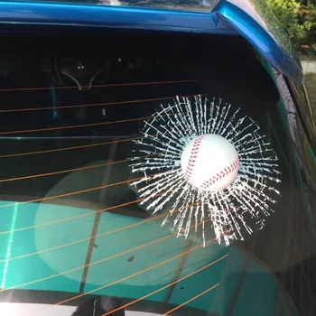 Karšto 3D Kamuolys Pataiko į Automobilių Langų Stiklo Skaldyti Automobilių Lipdukas Kūrybos Beisbolo, Futbolo, Teniso Stiliaus Auto Langą prekinis, galinis Stiklo Lipdukai