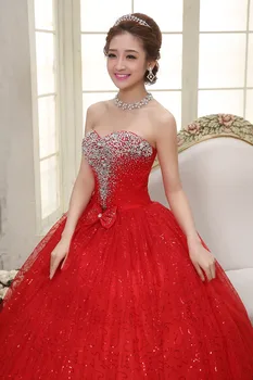 Klasikinis Dizainas Diamond Vestuvių Suknelė Saldus Romantiška Nėrinių Raudona Princesė Vestuvių Suknelė Stebėjimo Mariage Vestuvių Suknelė