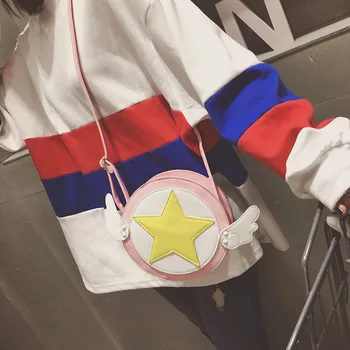 Kortelės Gūstītājs Sakura Magic Star Sparno Kuprinė Rožinė PU Mielas Messenger Pečių Maišą Cosplay, Anime, Rekvizitai